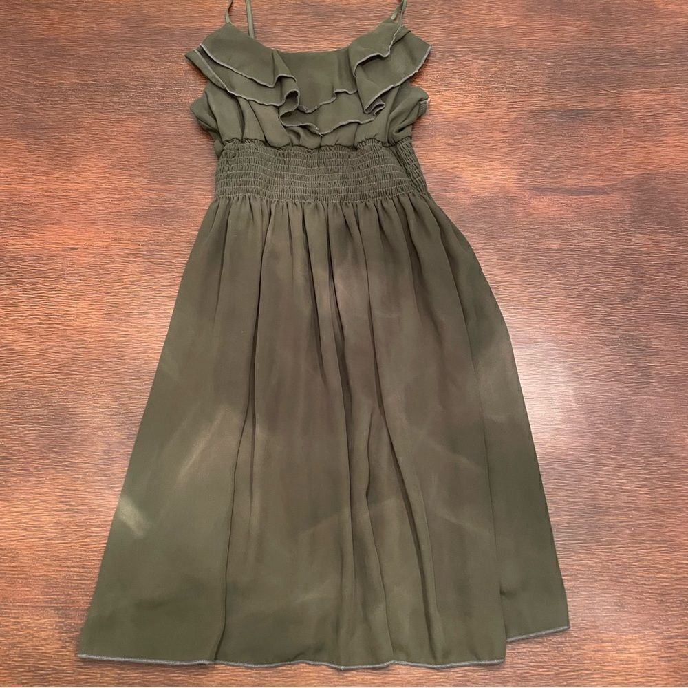 Body Central Ruffle Trip Olive Green S/M